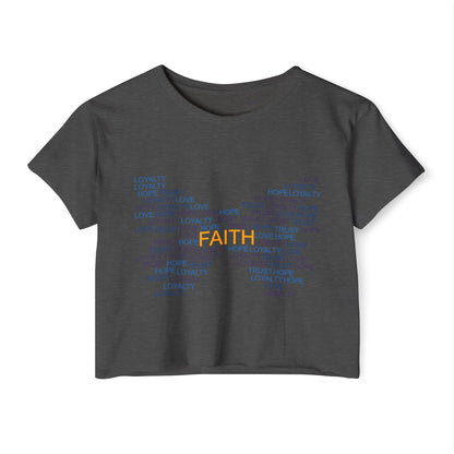 Women's Festival Crop Top with Faith Design, Boho Style Tee, Summer Festival Top, Inspirational Apparel, Gift for Her