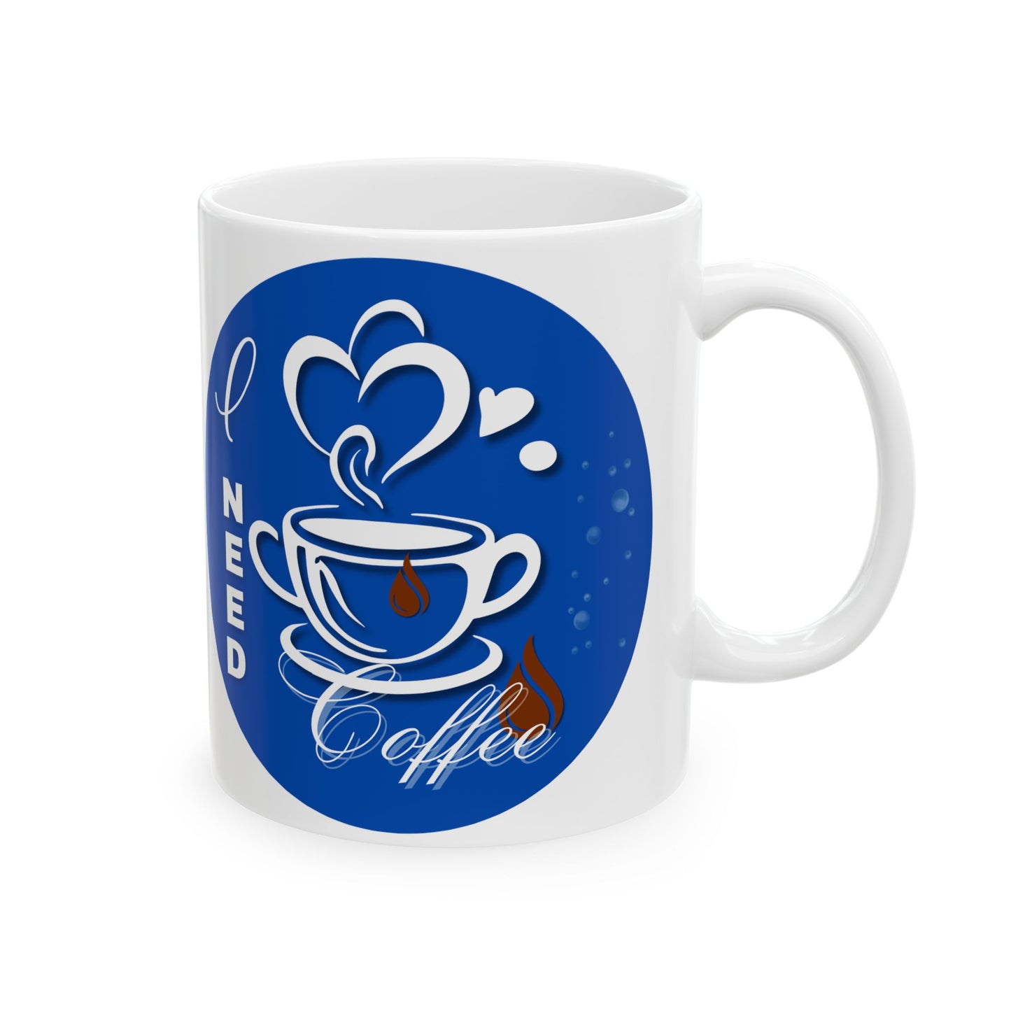 FaithStyles Coffee Mug - "I Need Coffee" Blue Ceramic Mug (11oz & 15oz)