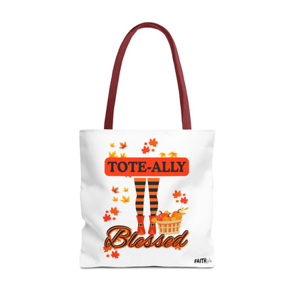FaithStyles Blessed Holiday Tote Bag, Autumn Tote, Fall Accessories, Gift for Her, Seasonal Shopping Bag, Cute Grocery Bag