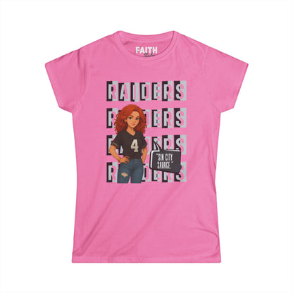 Raiders-Inspired Women’s Softstyle Tee, Casual Sports Shirt, Football Fan Apparel, Gameday Outfit, Gift for Her