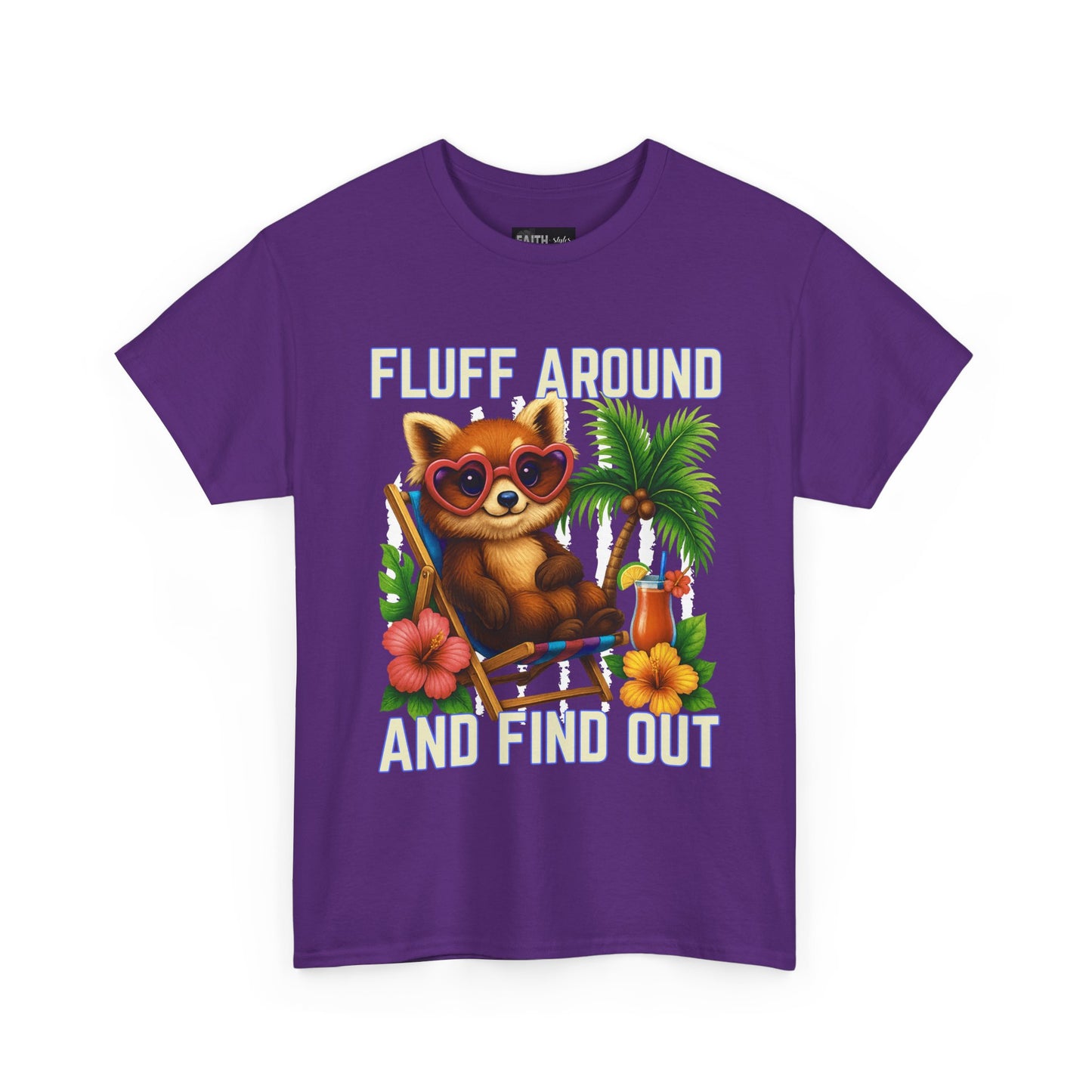 Tropical Cat Tee: Fluff Around and Find Out, Cute Graphic Shirt, Summer Outfit, Unisex Casual Wear, Gift for Animal Lovers