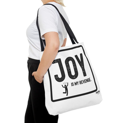 FaithStyles Joy Is My Revenge Tote Bag — Inspirational Graphic Canvas Tote