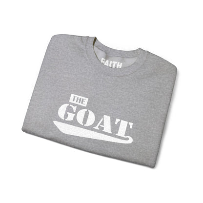 NEW FaithStyles Embroidery The GOAT Crewneck Sweatshirt – Bold White Graphic Pullover