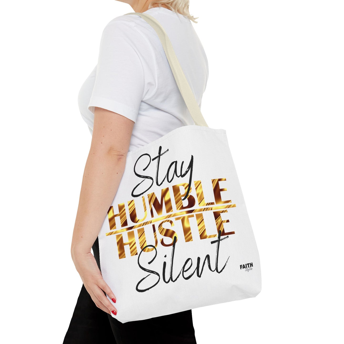 FaithStyles Stay Humble Hustle Silent Tote Bag — Motivational Leopard Print Canvas Tote