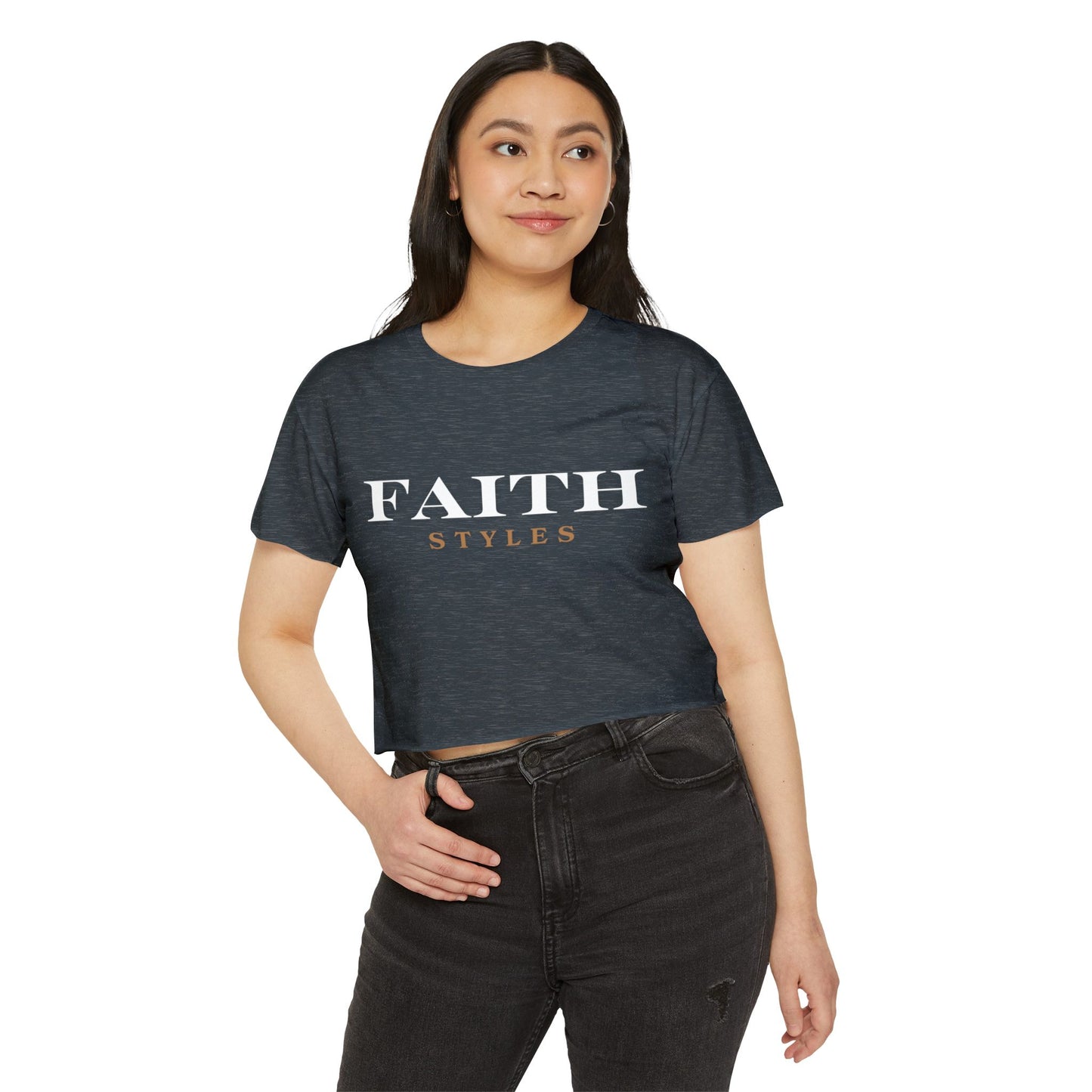 Women's Festival Crop Top - Faith Styles, Casual Summer Top, Music Festival Apparel, Boho Chic Tee, Everyday Wear