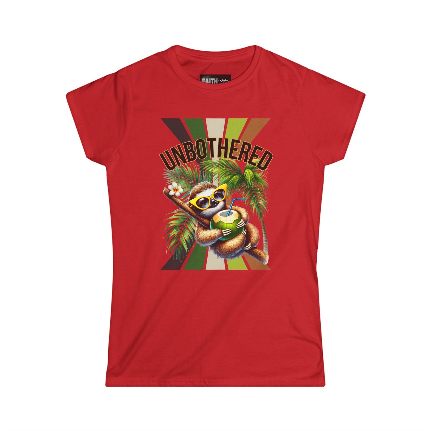 Unbothered Sloth Women's Softstyle Tee, Fun T-Shirt, Casual Wear, Vacation Outfit, Gift for Animal Lovers, Summer Top