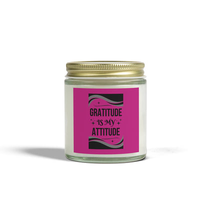 "GRATITUDE IS ATTITUDE" Scented Candles, Coconut Apricot Wax (4oz, 9oz)