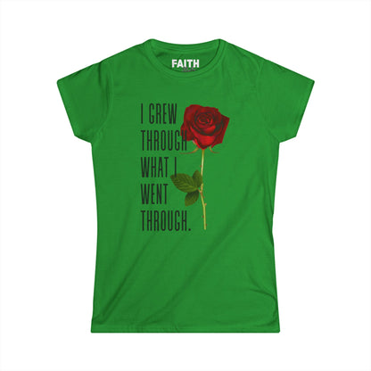 Women's Empowerment Rose Tee - "I Grew Through What I Went Through", Inspirational T-Shirt, Gift for Her, Self-Love Apparel, Motivational Fashion
