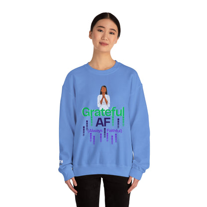 Women Grateful AF Crewneck Sweatshirt | Cozy Unisex Pullover for Thanksgiving, Gifts, and Everyday Wear