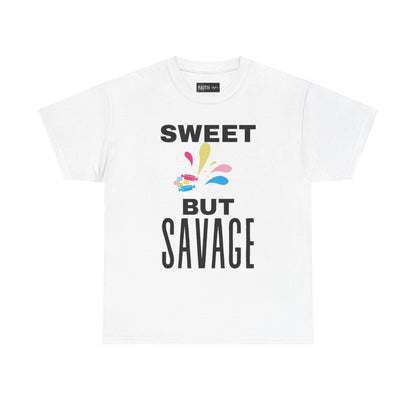 Sweet but Savage Grandma Cotton Tee | Fun Gift for Trendsetters, Everyday Wear, Birthday Party, and Casual Outings