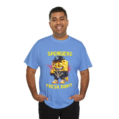 SpongeBo Fresh Pants Unisex Heavy Cotton Tee - Fun Graphic T-Shirt for Kids and Adults