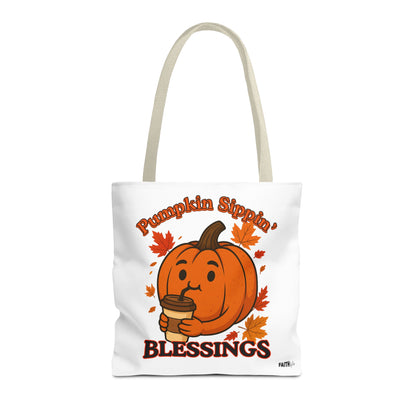 FaithStyles Autumn Pumpkin Blessings Tote Bag | Fall Bag, Cute Tote, Gift for Her, Thanksgiving, Coffee Lovers, Halloween Decor