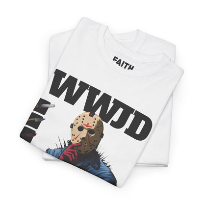 WWJD Unisex Heavy Cotton Tee, Graphic T-Shirt, Casual Wear, Gift for Him, Trendy Apparel, Statement Tee