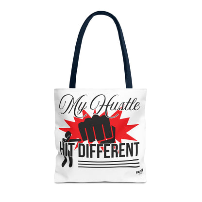 FaithStyles Motivational 'My Hustle, Hit Different' Graphic Tote Bag