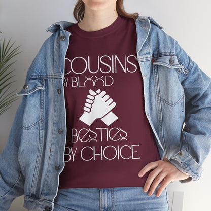 Cousins & Besties Tee, Unisex Heavy Cotton T-Shirt, Family Reunion Apparel, Friendship Gift, Casual Wear, Summer Style