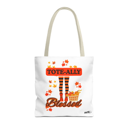 FaithStyles Blessed Holiday Tote Bag, Autumn Tote, Fall Accessories, Gift for Her, Seasonal Shopping Bag, Cute Grocery Bag