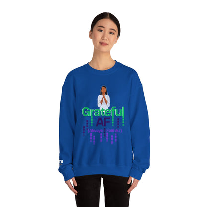 Women Grateful AF Crewneck Sweatshirt | Cozy Unisex Pullover for Thanksgiving, Gifts, and Everyday Wear