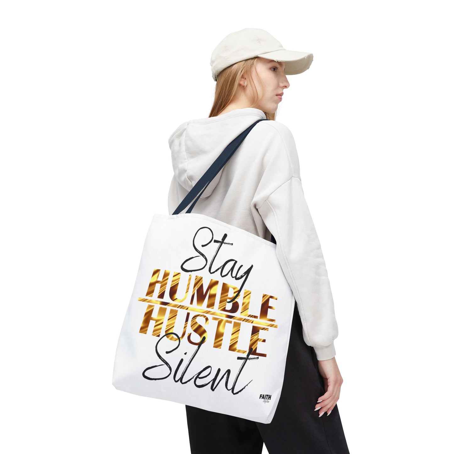 FaithStyles Stay Humble Hustle Silent Tote Bag — Motivational Leopard Print Canvas Tote