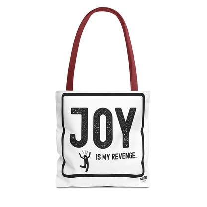 FaithStyles Joy Is My Revenge Tote Bag — Inspirational Graphic Canvas Tote
