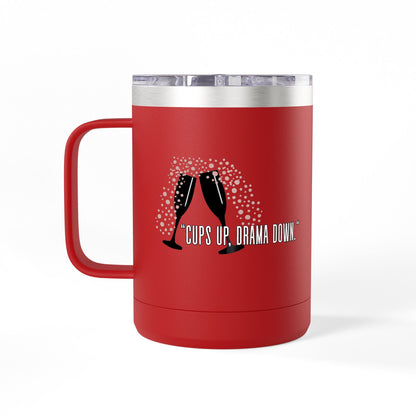 Celebratory Coffee Mug Tumbler, Cheers Gift for Friends, 15oz Drinkware for Parties, Birthdays, Wedding, Fun Gatherings