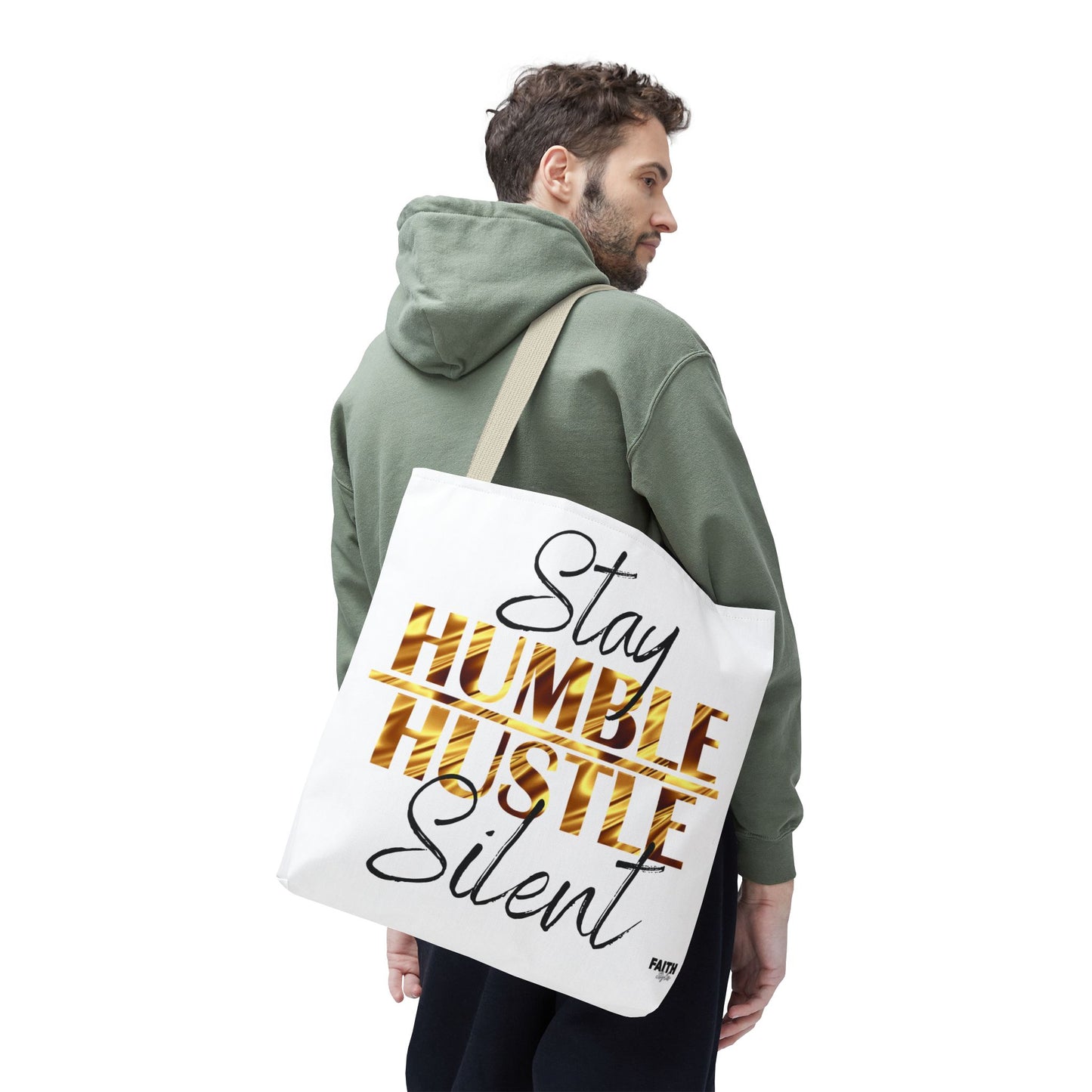 FaithStyles Stay Humble Hustle Silent Tote Bag — Motivational Leopard Print Canvas Tote