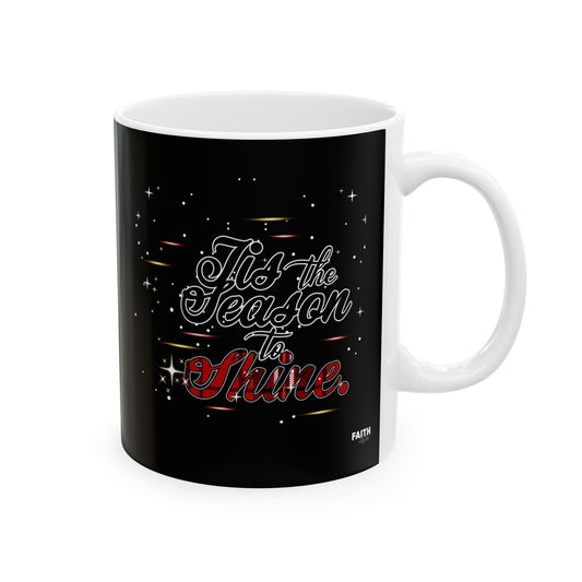 Black Ceramic Coffee Mug - 'Believe in Magic' Sparkle Design (11oz, 15oz)