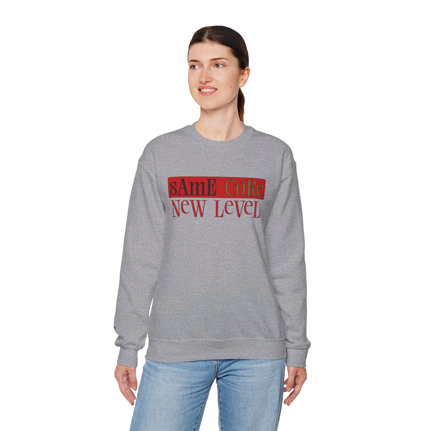 Crewneck Sweatshirt — "Same Core New Level" Graphic Pullover