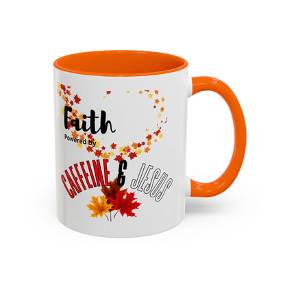 Faith & Caffeine Fall Coffee Mug | Perfect for Autumn Lovers, Thanksgiving Gift, Religious Coffee Cup, Inspirational Drinkware, Cozy Vibes