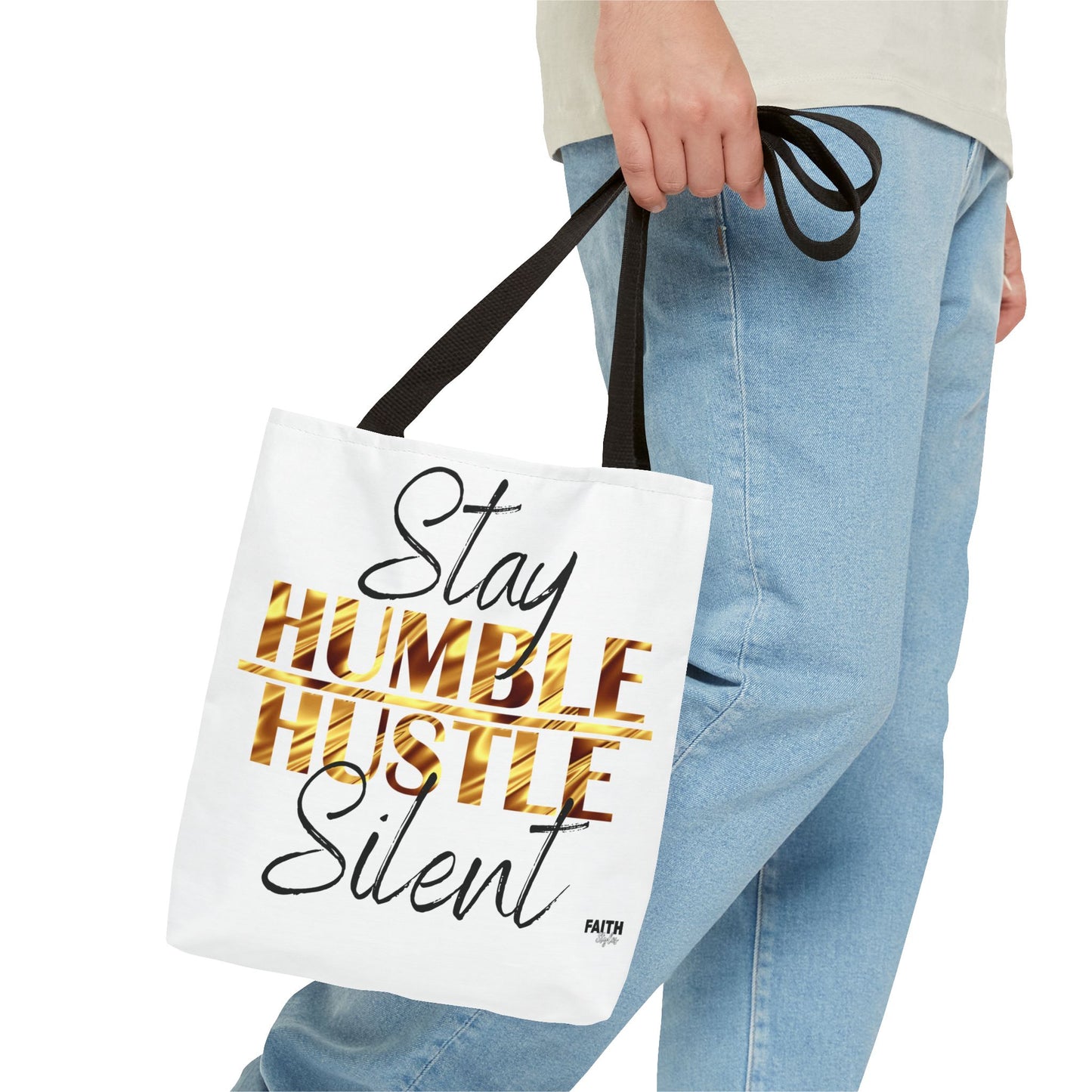 FaithStyles Stay Humble Hustle Silent Tote Bag — Motivational Leopard Print Canvas Tote