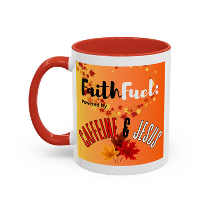 FaithFuel Caffeine & Jesus Mug - Fall Coffee Cup, Inspirational Gift, Autumn Decor, Home Office Supplies, Religious Mug