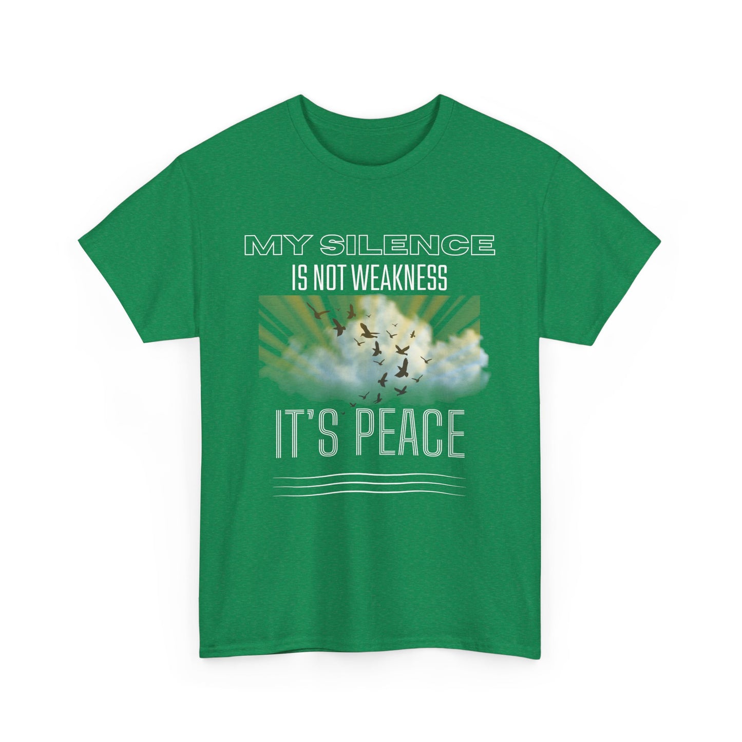 Male Heavy Cotton Tee - "My Silence is Not Weakness, It's Peace" - Inspirational Gift for Mindfulness, Self-Care, and Peace Lovers, [...]