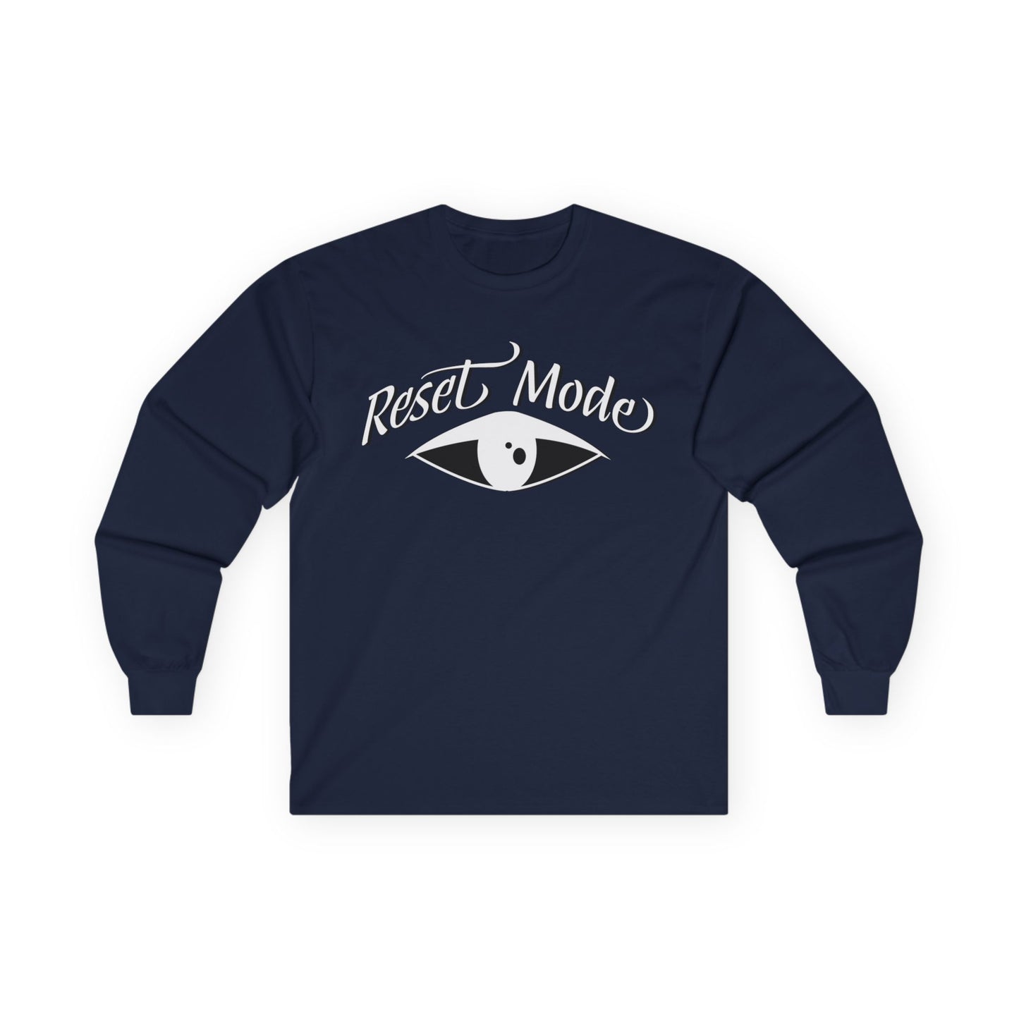 Reset Mode Long Sleeve Tee — Minimal Eye Graphic Spiritual Streetwear