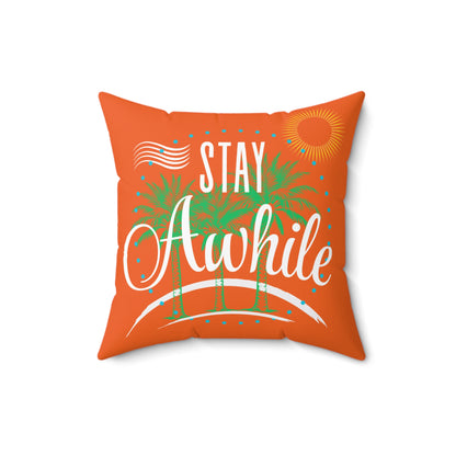 Autumn Tropical Stay Awhile Pillow, Beach Decor, Summer Vibes, Cozy Home Accent, Gift for Beach Lovers, Relaxation Decor