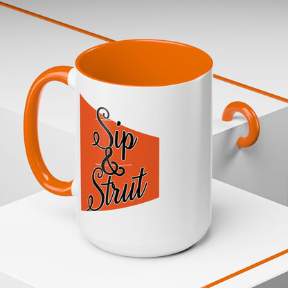 Accent Coffee Mug (11, 15oz) - Sip & Strut Design, Perfect Gift for Coffee Lovers, Home Office Decor, Unique Holiday Present, Ceramic [...]