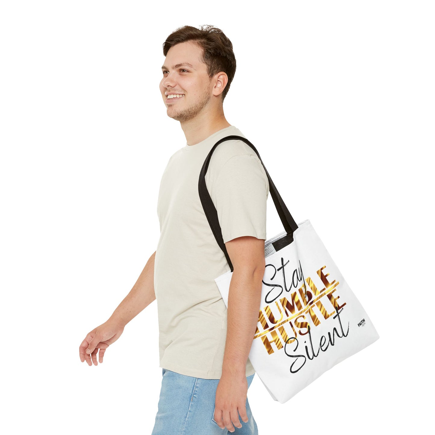 FaithStyles Stay Humble Hustle Silent Tote Bag — Motivational Leopard Print Canvas Tote