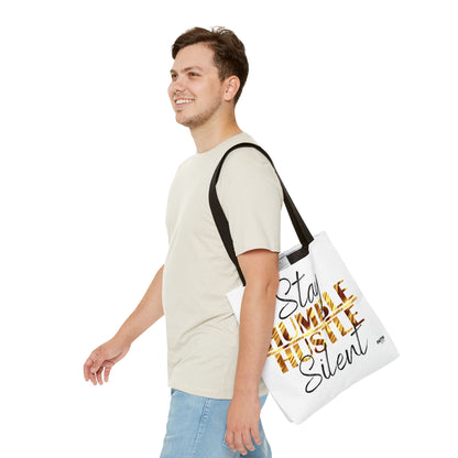 FaithStyles Stay Humble Hustle Silent Tote Bag — Motivational Leopard Print Canvas Tote