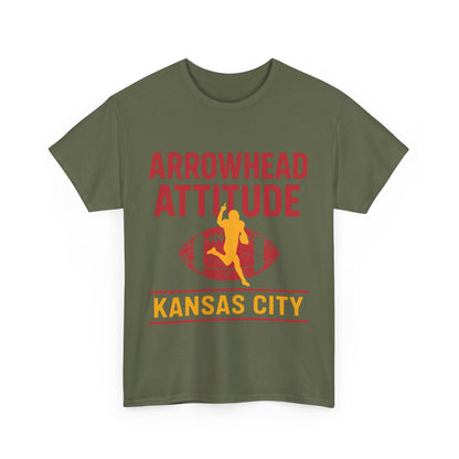 Male Heavy Cotton Tee, Arrowhead Attitude, Football Tee
