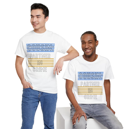 Cousins Partner in Crime Tee | Unisex Heavy Cotton T-Shirt for Family Gatherings, Cousin's Day, Gift for Cousins, Comfortable Casual Wear