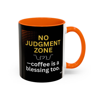 FaithStyles No Judgment Zone Coffee Mug, Funny Gift for Coffee Lovers, Unique Java Cup, Perfect for Birthdays, Inspirational Drinkware