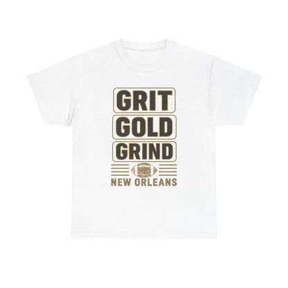 Grit Gold Grind Tee - Male Heavy Cotton Shirt for New Orleans Fans, [...]