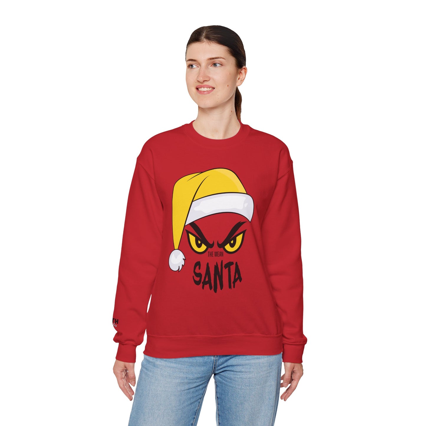 The Mean SANTA Sweatshirt -  Holiday Crewneck - Yellow