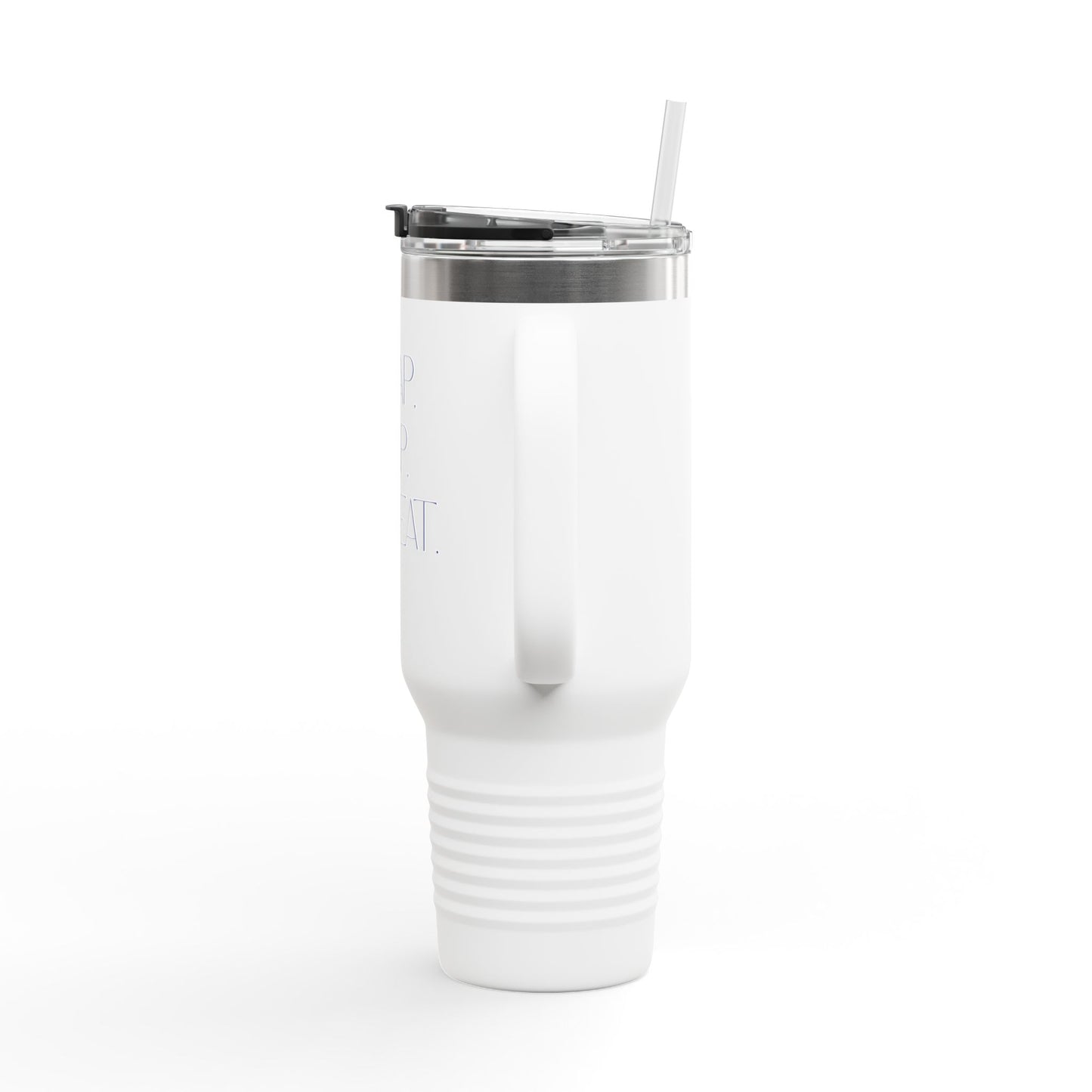 FaithStyles “Trap. Nap. Repeat.” Insulated Travel Tumbler – Stainless Steel Mug with Straw