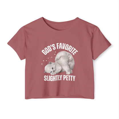 God's Favorite Slightly Petty Women's Festival Crop Top, Cute Summer Shirt, Fun Graphic Tee, Festival Outfit, Trendy Streetwear