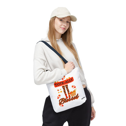 FaithStyles Blessed Holiday Tote Bag, Autumn Tote, Fall Accessories, Gift for Her, Seasonal Shopping Bag, Cute Grocery Bag