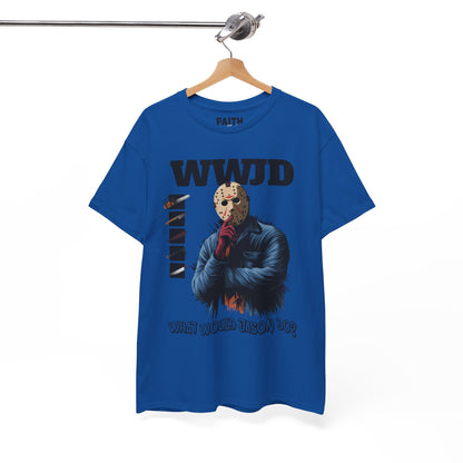 WWJD Unisex Heavy Cotton Tee, Graphic T-Shirt, Casual Wear, Gift for Him, Trendy Apparel, Statement Tee