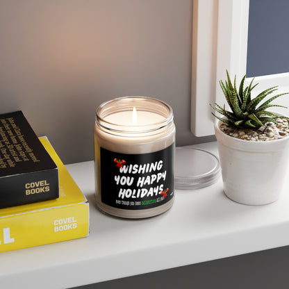 Holiday Soy Candle — "Wishing You Happy Holidays" 9oz Scented Jar