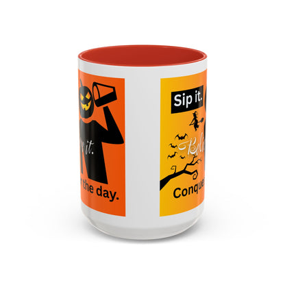 Halloween-Themed Coffee Mug, Sip It Believe It Conquer the Day, Fall Decor, Gift for Pumpkin Lovers, Autumn Kitchenware