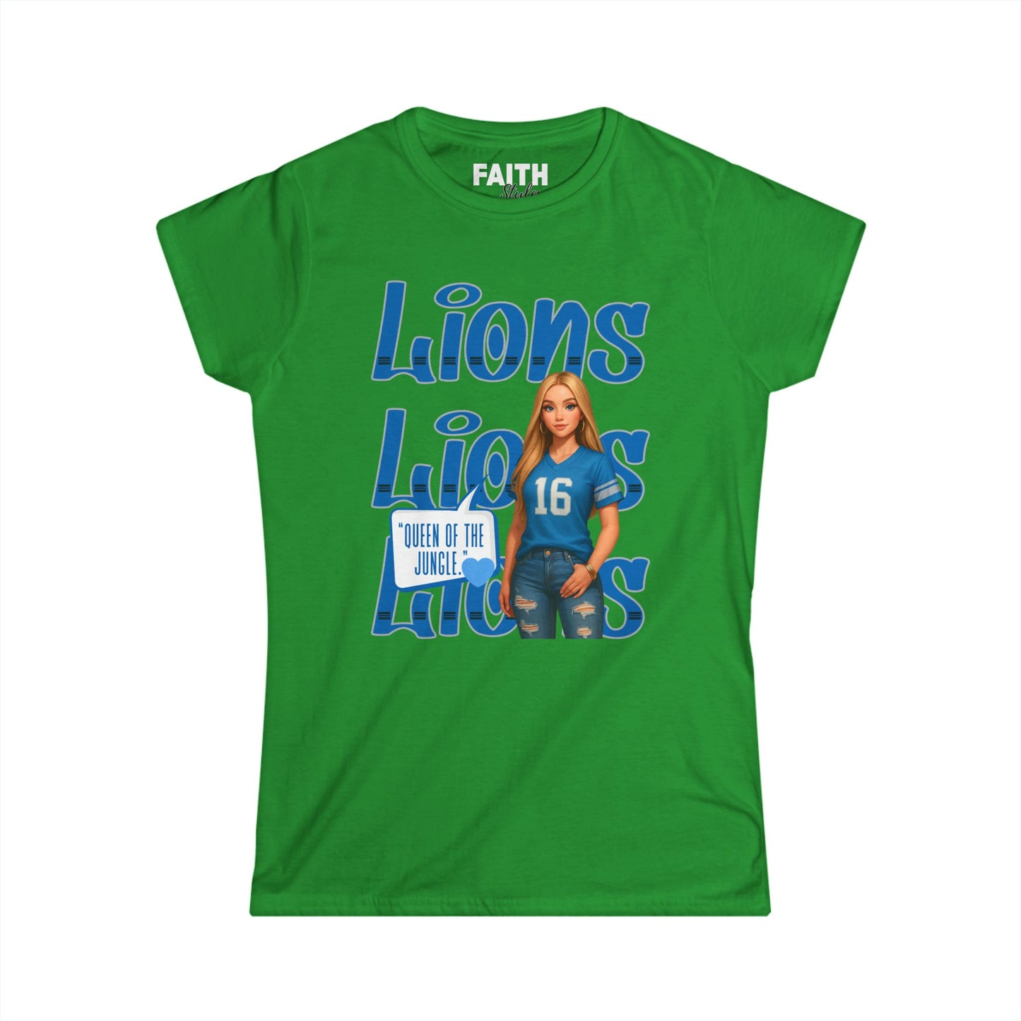 Lions Queen Women's Tee, Casual Fan Shirt, Women's Graphic Top, Gift for Sports Lovers, Birthday Present