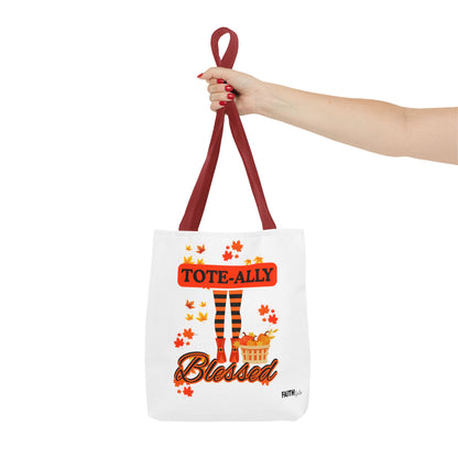 FaithStyles Blessed Holiday Tote Bag, Autumn Tote, Fall Accessories, Gift for Her, Seasonal Shopping Bag, Cute Grocery Bag