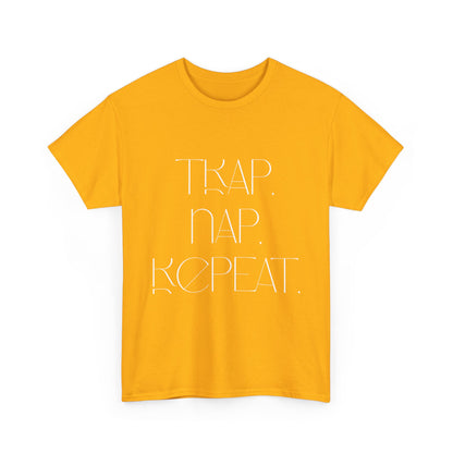 Unisex Heavy Cotton Tee - 'Trap. Nap. Repeat.' Motivational Shirt for Relaxation and Leisure